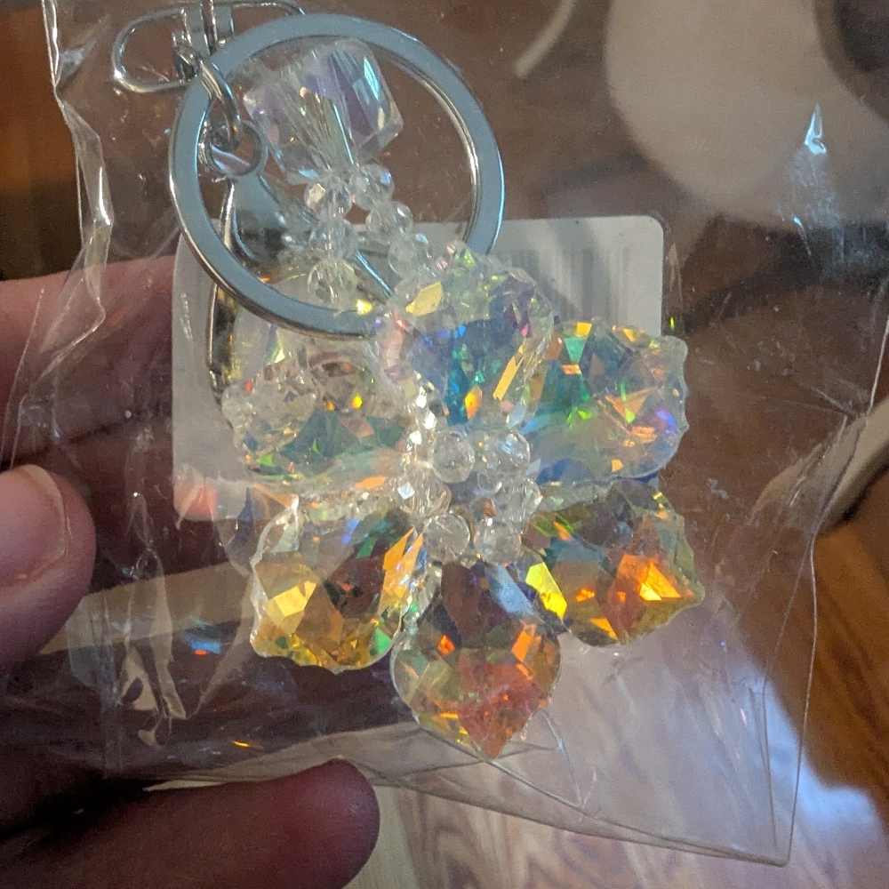 Crystal Flower Keychain- Irridescent/Clear